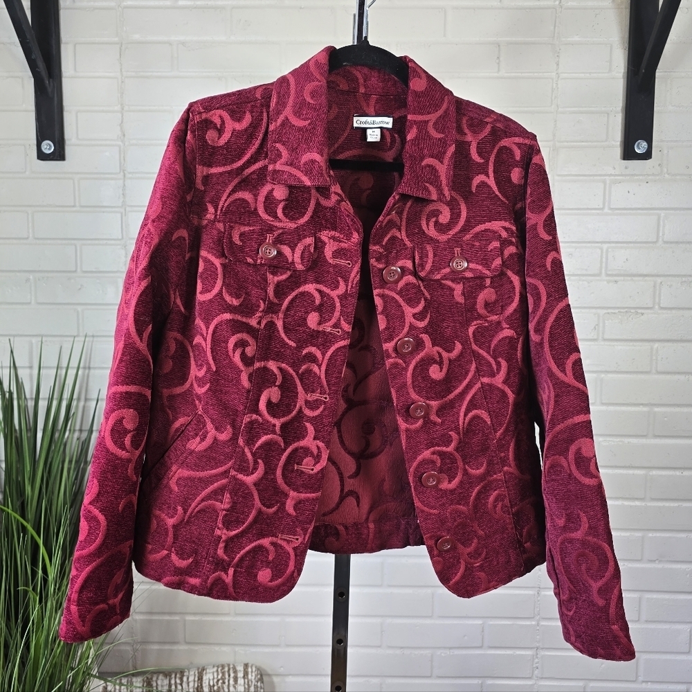 Croft And Barrow Red Patterned Jacket Button Up Medium - Picture 6 of 12